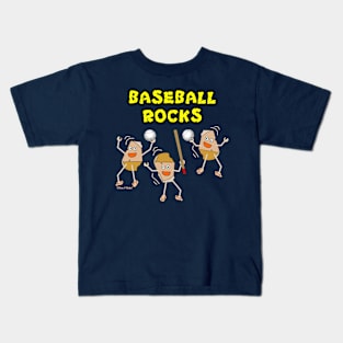 Three Baseball Rocks Kids T-Shirt